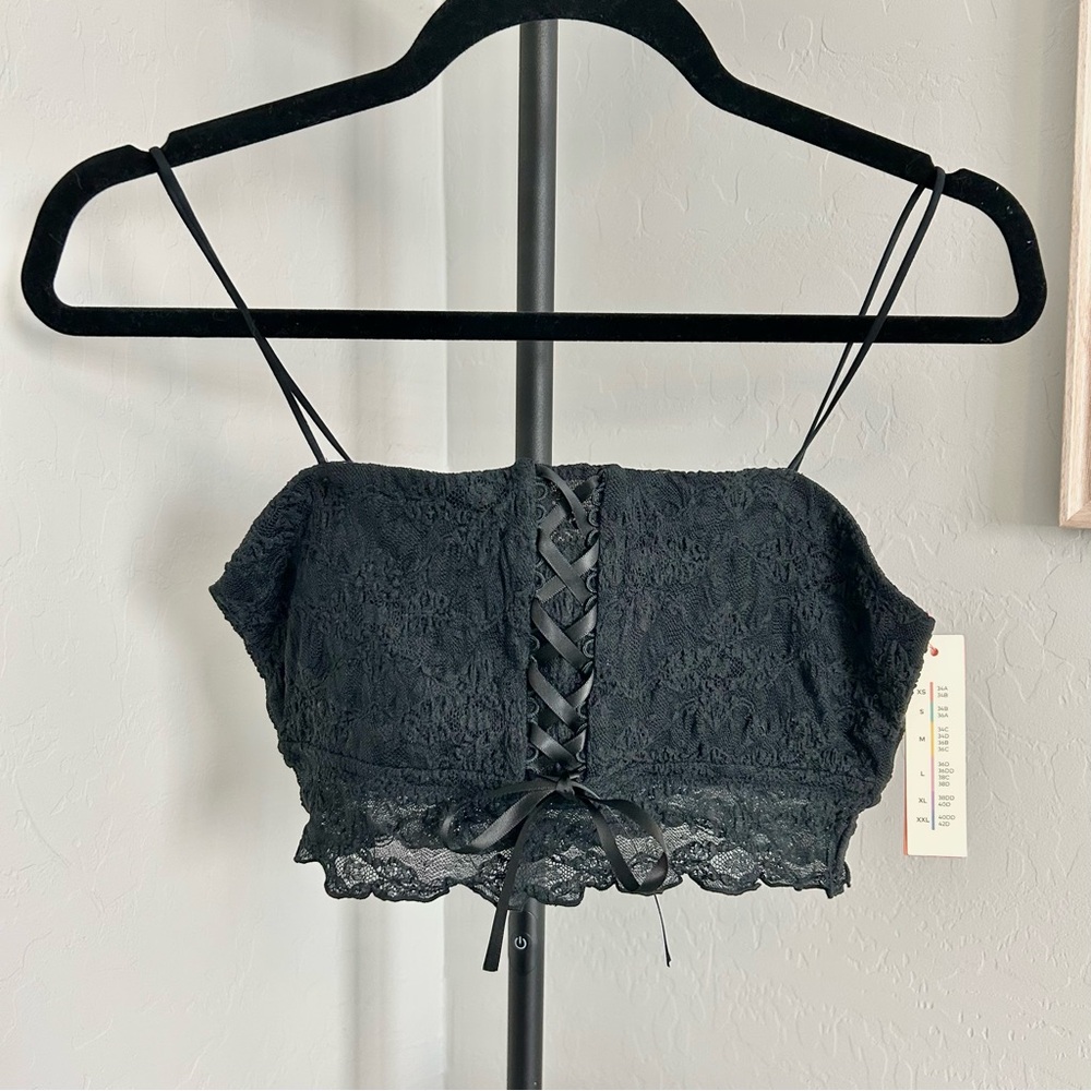 Colsie Black Corset Bralette Bustier Camisole with Lace Ties | Target Size M